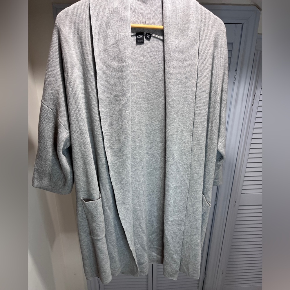 Eileen Fisher Gray Open Front Sweater